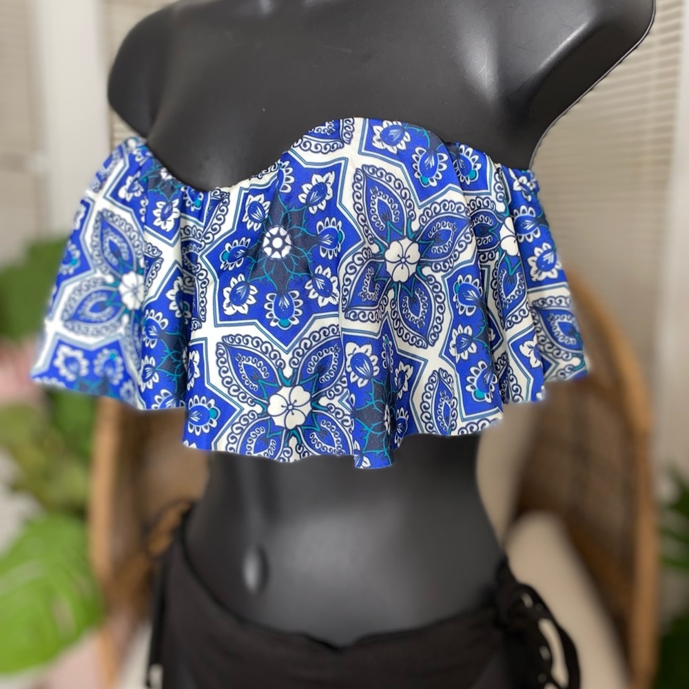 Stone Cold Fox X Beach Riot Frill Ruffle Strapless Bikini Top Size Medium - Picture 5 of 8